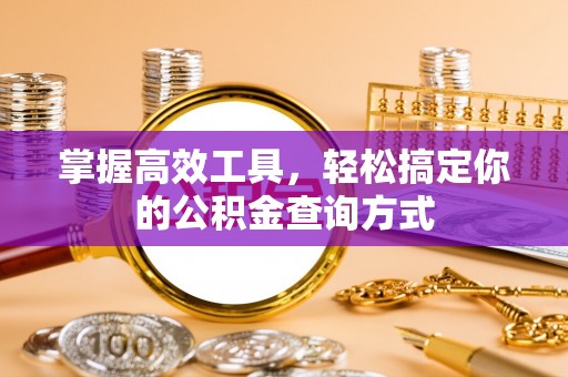 晋安掌握高效工具，轻松搞定你的公积金查询方式