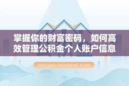 晋安掌握你的财富密码，如何高效管理公积金个人账户信息