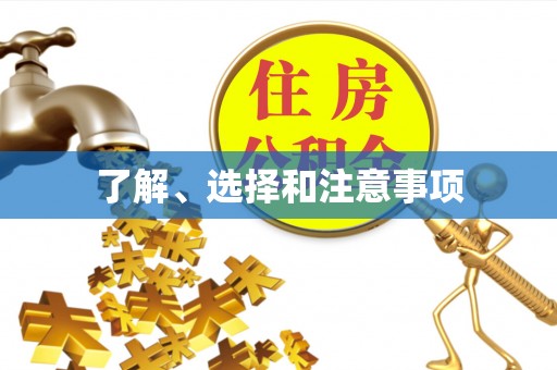 晋安了解、选择和注意事项